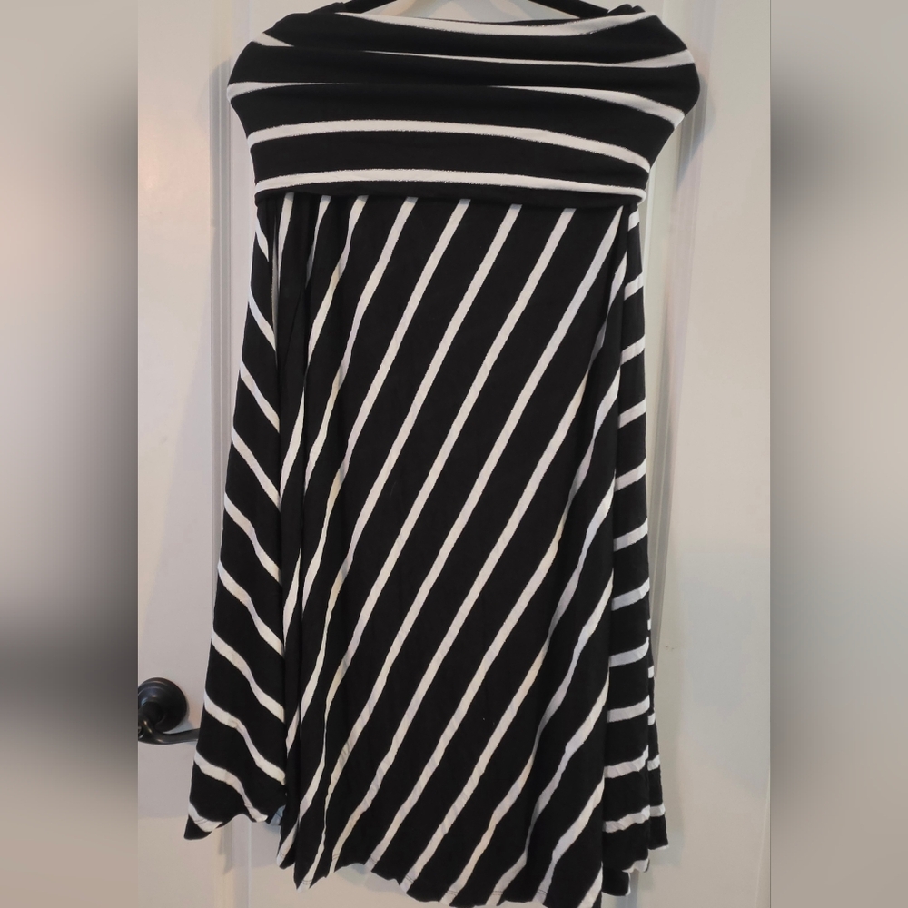 INC International Concepts Black and White Striped Circle Skirt